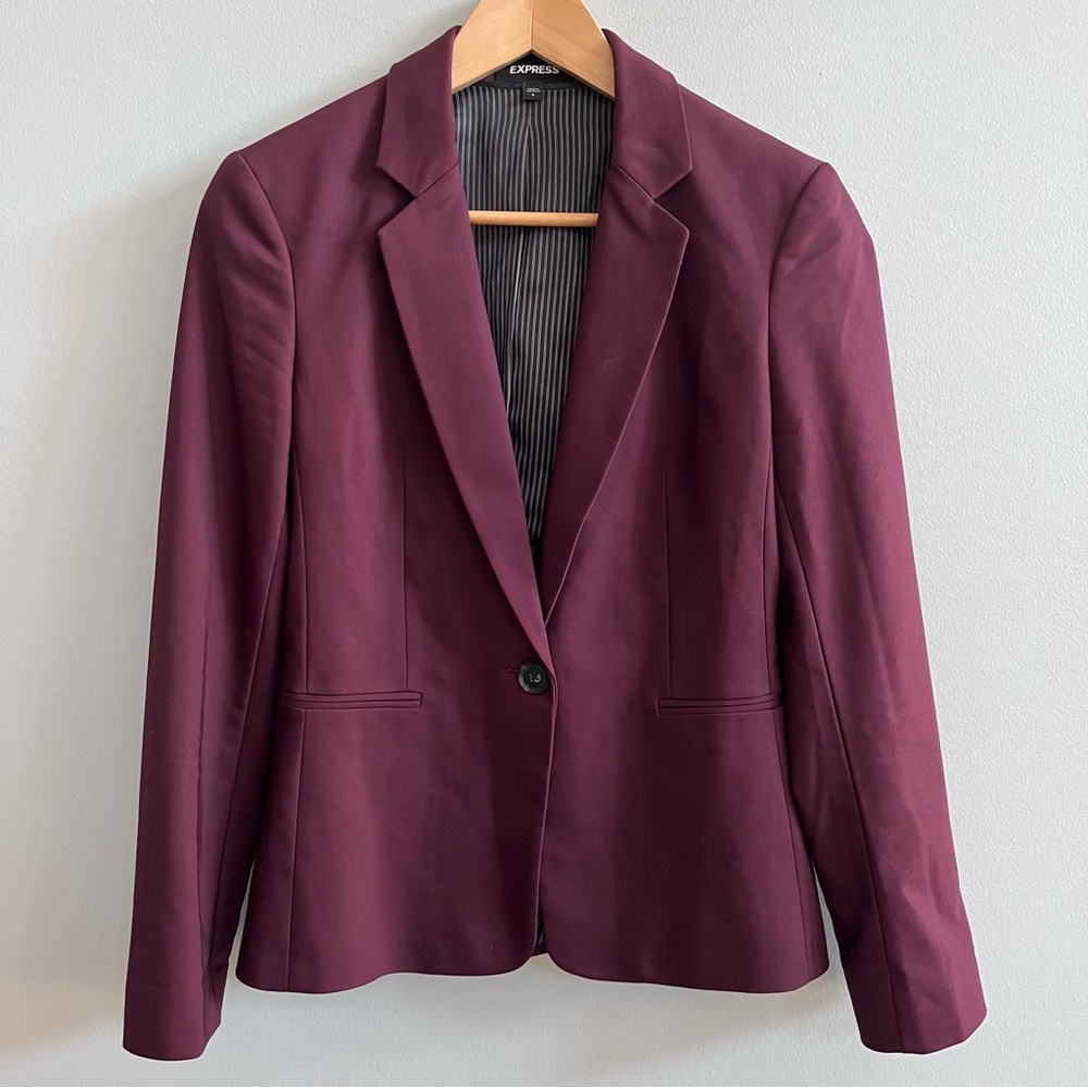 Express Burgundy Stretch One Button Blazer Size 6